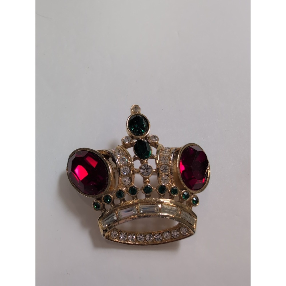 Vintage Crown Butler & Wilson B&W Multi-Color Rhinestone Brooch Pin